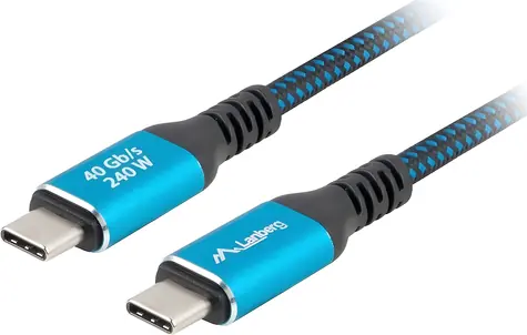 Lanberg CA-CMCM-45CU-0015-BK schwarz-blau / Kabel USB-C - USB-C / 1,5 m