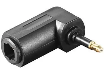 PremiumCord TOS / Optischer Adapter / Mini-Toslink M auf Toslink F / abgewinkelt 90°