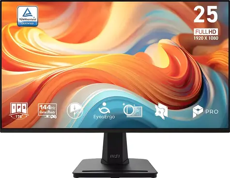 24,5" MSI PRO MP251 E14L Schwarz / Monitor / IPS / FHD / 16:9 / 144Hz / HDMI / VESA