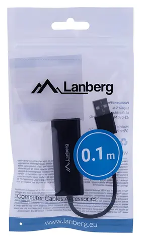 Lanberg NC-0100-01 schwarz / Netzwerkadapter / USB-A / RJ-45 / 10 Gbit/s