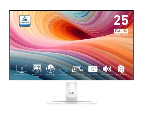 24,5" MSI PRO MP251W E2 weiß / Monitor / IPS / FHD / 120 Hz / 1 ms / VESA