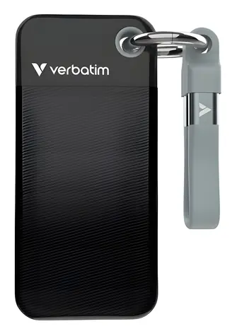 Verbatim Pocket SSD 128 GB schwarz/grau / Externe SSD / USB-C 3.2 Gen 2 / R: 1000 MB/s / Schreiben: 1000 MB/s