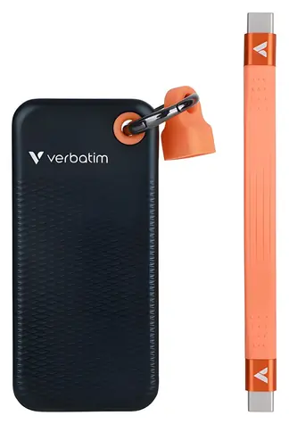 Verbatim Pocket SSD schwarz-orange / Externes Laufwerk / 2 TB / USB-C 3.2 Gen 2 / 1000 MB/s Lesen / 1000 MB/s Schreiben