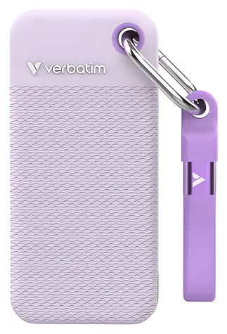 Verbatim Pocket SSD Colour Edition 2 TB lila / Externe SSD / USB-C 3.2 Gen 2 / R: 1000 MB/s / Schreibgeschwindigkeit: 1000 MB/s