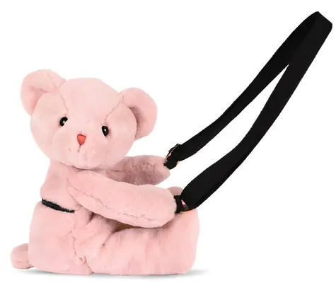 DOUDOU Plüsch-Schultertasche Teddybär rosa 30 cm / ab 2 Jahren