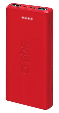 SBS Powerbank 10.000 mAh rot / Powerbank / 10 W / USB-C, 2x USB-A / Intelligentes Laden