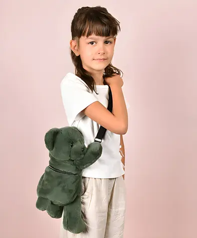 DOUDOU Schultertasche Teddybär Khaki / 30 cm / ab 2 Jahren