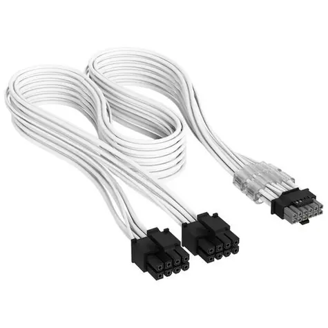 Corsair Premium Sleeved Typ 4 weiß / Stromkabel / 2x 8-Pin PCIe - 12V-2x6 / für modulare Netzteile / Sleeved