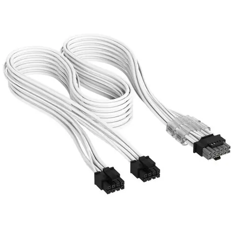 Corsair Premium Sleeved weiß / Stromkabel / 2x 8-Pin PCIe / 12V-2x6 (12VHPWR) / PCIe Gen5 / für Typ-5-Netzteile