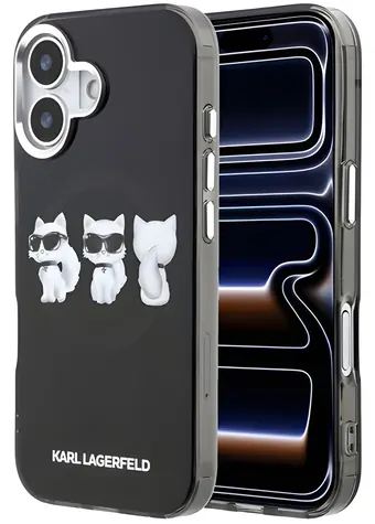 Karl Lagerfeld IML Choupette Trio Watercolor schwarz / Rückseite / MagSafe / iPhone 17