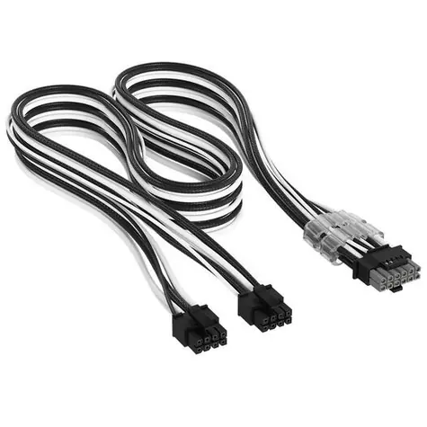 Corsair Premium Sleeved Stromkabel schwarz-weiß / 2x 8-Pin - 12V-2x6 / für Typ-5-Netzteile
