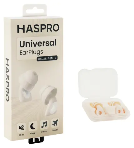Haspro Universal beige / Ohrstöpsel / Silikon / SNR 29 dB / austauschbare Ohrstöpsel S, M, L