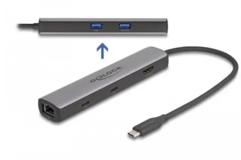 DeLock Dockingstation / USB-C 3.2 Gen 2 / Thunderbolt 3 / Thunderbolt 4 / HDMI / 2,5-GbE
