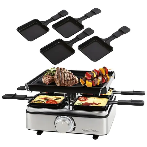 ProfiCook RG 1301 / Raclettegrill / 800 W / für 4 Personen / Gusseisenplatte
