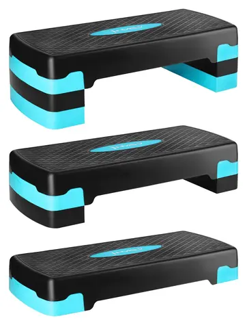 HMS AS002 schwarz-blau / Aerobic-Stepptreppe / Höhe 10-20 cm / 68 × 28 cm / Tragkraft 200 kg