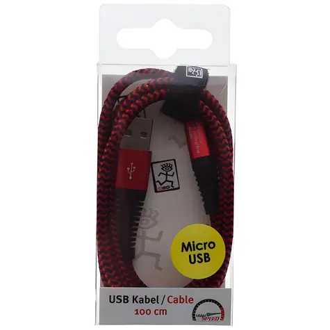 2GO USB-A - Micro-USB 1 m rot / Daten- und Ladekabel / Nylon