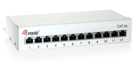 12- Port Cat6-Patchpanel (grau, RJ-45, 250 MHz) für Tisch- und Wandmontage