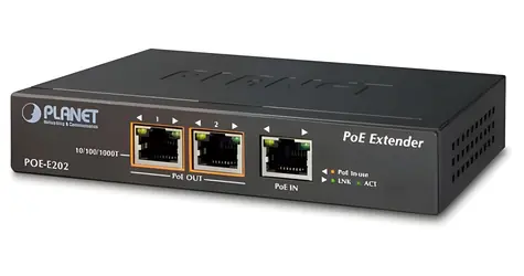 Planet PoE+ Extender 802.3at / PoE-Extender / 1x 802.3at Eingang / 2x Ausgang