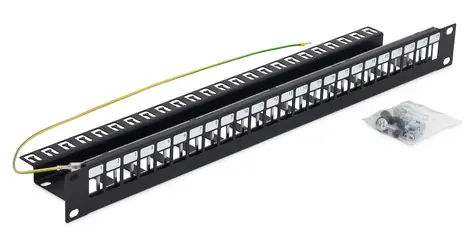 Triton Patchpanel 19" modular / 1 HE / für max. 24 Keystone-Pins / RAL7035