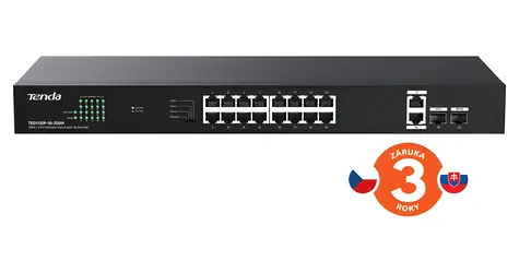 Tenda TEG1120P-16-250W / Switch / 18 Ports / Gigabit / 2x SFP / PoE+ 802.3at / 230 W / Rack
