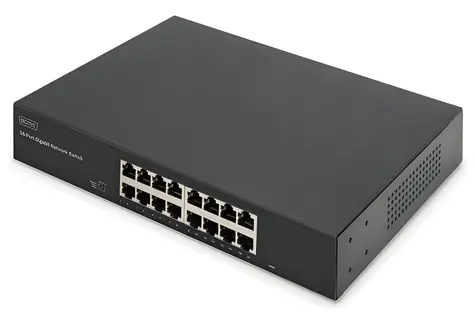 Digitus DN-80112-2 schwarz / Switch / 16 Gigabit-Ethernet-Ports / Unmanaged / 19"-Rack / lüfterlos