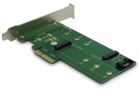 Inter-tech KT015 / PCIe-Adapter / M.2 NVMe + M.2 SATA / PCIe 3.0 x4 / 6 Gbit/s