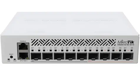 Mikrotik CRS310-1G-5S-4S+IN / Cloud Router Switch / 5x SFP / 4X SFP+ 10G / 1x Gigabit LAN PoE-Eingang / RouterOS L5