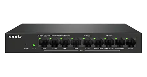 Tenda G0-8G-PoE / Router / MultiWAN / 9x Gigabit Port / 8x PoE+-Ausgang / VPN