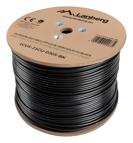 Lanberg Cat5e 305m schwarz / UTP-Kabel / 100 MHz / AWG24