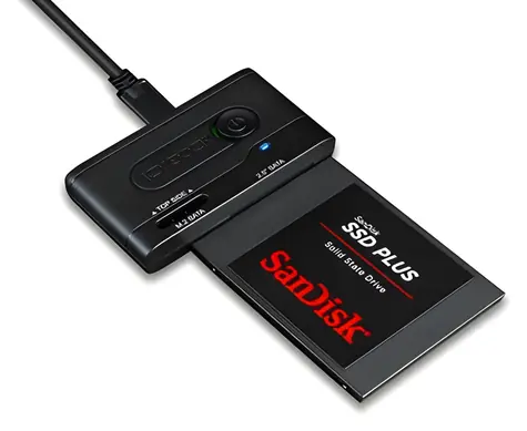 ICY BOX MB031U-1SMB schwarz / Adapter / USB-C - 2,5" SATA / M.2 SATA SSD / USB 3.2 Gen 1
