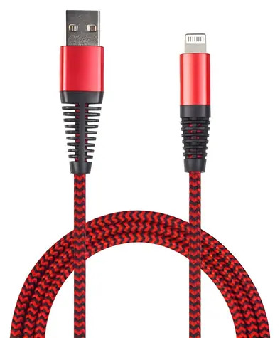 2GO rot / Daten- und Ladekabel / USB-A auf Lightning / Nylon / 1 m