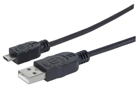 Manhattan USB-A auf Micro-USB-B Kabel, schwarz, 1,8 m / USB 2.0 / 480 Mbit/s