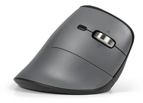 BakkerElkhuizen FastForward Pro, schwarz/grau / Ergonomische kabellose Maus / Bluetooth / 5000 DPI / für Rechtshänder