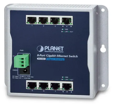 Planet WGS-803 / Switch / 8x RJ-45 10/100/1000 / Unmanaged / Wandmontage