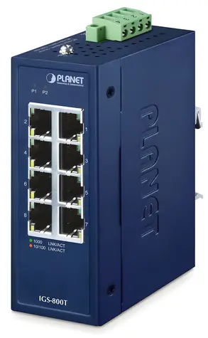 Planet IGS-800T / Industrie-Switch / 8x 1Gb RJ-45 / Unmanaged / IP30 / -40 bis 75 °C