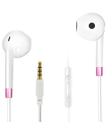 2GO Comfort Kopfhörer, weiß/rosa / In-Ear / kabelgebunden / mit Mikrofon
