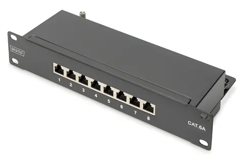 Digitus schwarz / Patchpanel / 10" / CAT6A geschirmt / 8 Ports / 1 HE