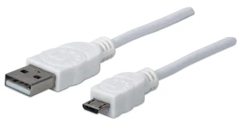 Manhattan USB 2.0 A-Micro B Kabel, weiß, 1,8 m, 480 Mbit/s, PVC