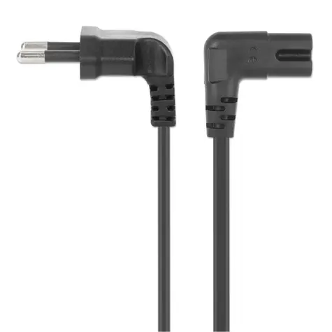Manhattan 356879 schwarz / Netzkabel / EU Stecker 90° - C7 90° / 3 m