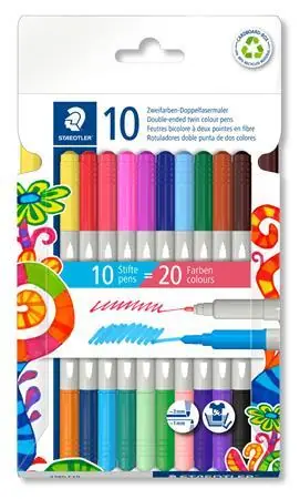 Staedtler Twin Color / Doppelseitige Marker / 20 Farben / 10 Stück