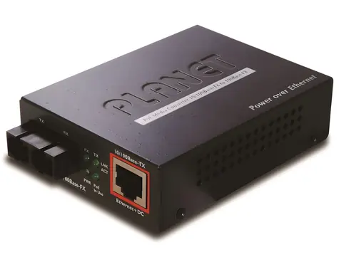 Planet PoE Medienkonverter 10/100Base-TX/100Base-FX / Medienkonverter / Multimode / SC / 2 km