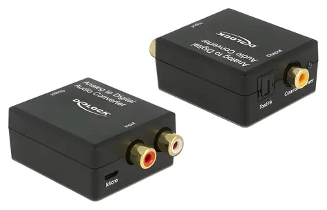 DeLock 63468 schwarz / Audio-Wandler analog/digital / Optischer und koaxialer Ausgang / Micro-USB / 16 Bit/96 kHz