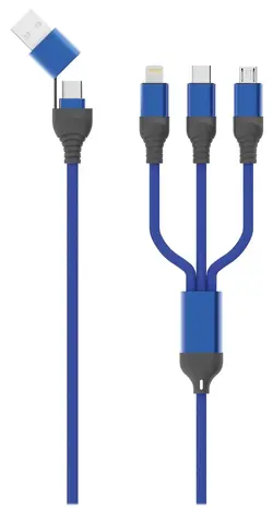 2GO 797360 Schwarz, Blau / 3-in-1-Ladekabel / USB-A, USB-C / Micro-USB, USB-C, Lightning / 1,2 m