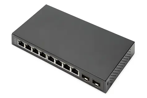 Digitus Black / Switch / 8x Gigabit RJ45 / 2x SFP / Unmanaged / Lüfterlos