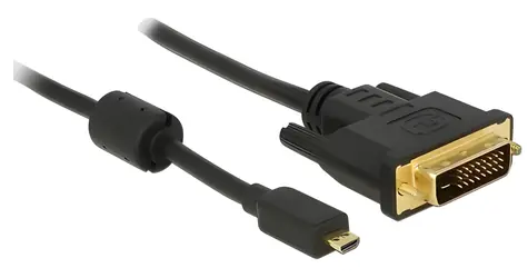 DeLock / Micro-HDMI-Kabel auf DVI-D / 1 m / 1920 x 1200 px / schwarz / vergoldete Anschlüsse