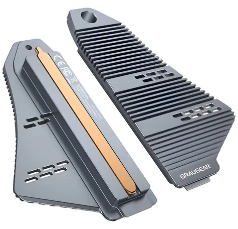 GrauGear G-PS5HS04 grauer M.2 SSD-Kühler für PS5 (M.2 2230-2280) mit Kupfer-Heatpipe