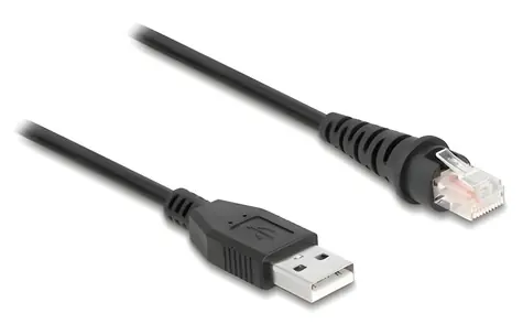 DeLock / RJ50-auf-USB-2.0-Typ-A-Kabel / für Barcode-Lesegeräte / 2 m / schwarz