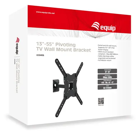 Equip für 13-55" Fernseher, schwarz / neig- und schwenkbar / VESA 400x400 / bis zu 30 kg