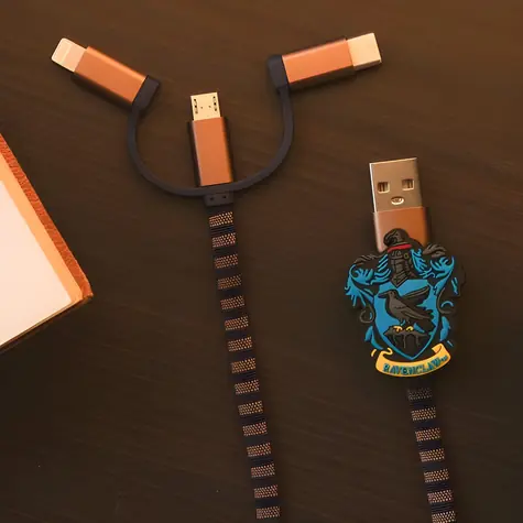 ThumbsUp! Ravenclaw-Braun, Lila / Ladekabel / 3-in-1 / USB-A, Micro-USB, Lightning, USB-C / 1 m