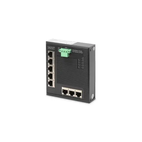 Digitus Switch schwarz / Switch / Industriell / 8x Gigabit / Unmanaged / DIN-Schiene